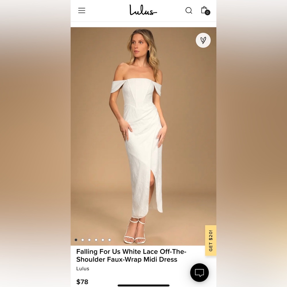 Lulu’s NWT White Faux Wrap Dress